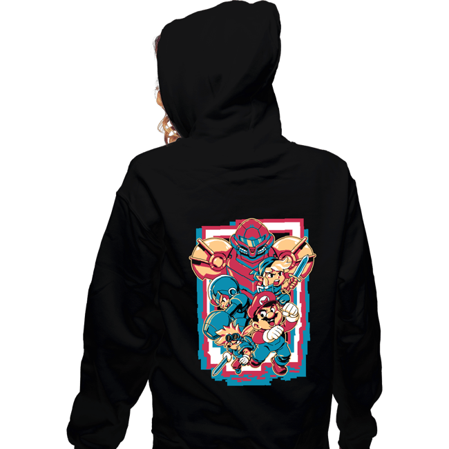 Daily_Deal_Shirts Zippered Hoodies, Unisex / Small / Black Retro Heroes