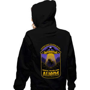 Secret_Shirts Zippered Hoodies, Unisex / Small / Black Death Taxes And Aliens