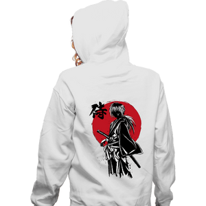 Daily_Deal_Shirts Zippered Hoodies, Unisex / Small / White Kenshin Sumi-e