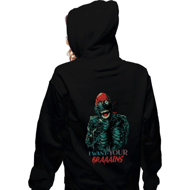 Daily_Deal_Shirts Zippered Hoodies, Unisex / Small / Black Tarman Wants Your Brains!