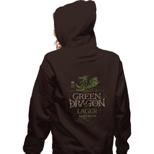 Shirts Zippered Hoodies, Unisex / Small / Dark Chocolate Green Dragon Lager