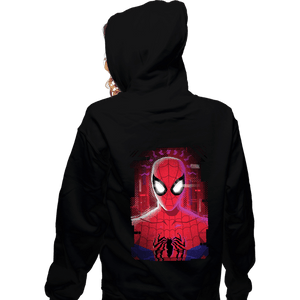 Daily_Deal_Shirts Zippered Hoodies, Unisex / Small / Black Glitch Peter Spider