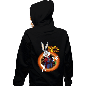 Daily_Deal_Shirts Zippered Hoodies, Unisex / Small / Black Doctor Bunny Looneyverse