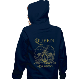 Shirts Zippered Hoodies, Unisex / Small / Navy Queen Of Dragons