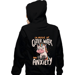 Daily_Deal_Shirts Zippered Hoodies, Unisex / Small / Black I'm Made Of Glitter, Water, And Anxiety