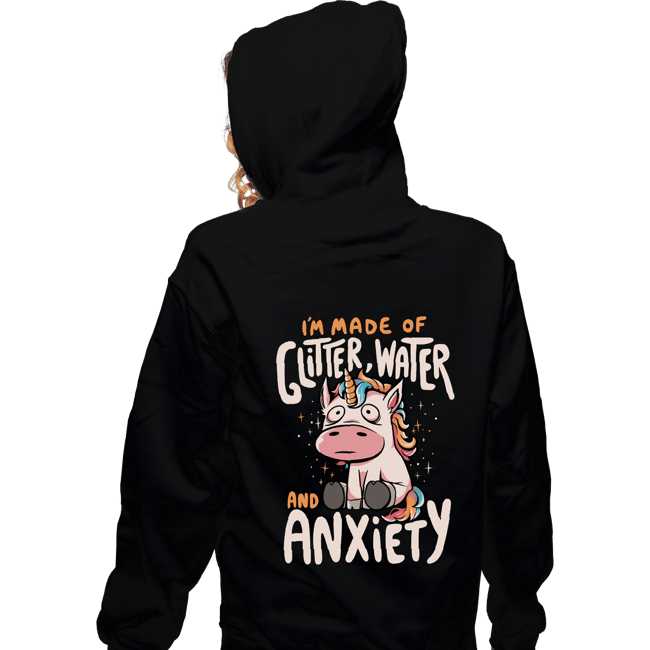 Daily_Deal_Shirts Zippered Hoodies, Unisex / Small / Black I'm Made Of Glitter, Water, And Anxiety