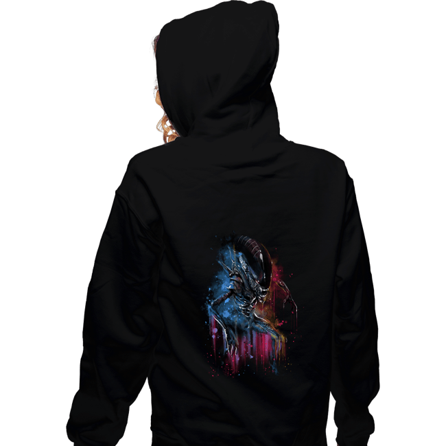 Secret_Shirts Zippered Hoodies, Unisex / Small / Black Alien Watercolor