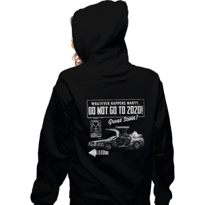 Shirts Zippered Hoodies, Unisex / Small / Black Whatever Happens Marty Don't Go To 2020