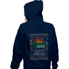 Load image into Gallery viewer, Secret_Shirts Zippered Hoodies, Unisex / Small / Navy Ugly Shitty Christmas Sweater
