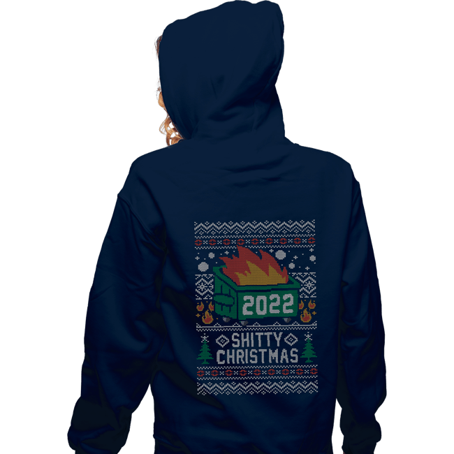 Secret_Shirts Zippered Hoodies, Unisex / Small / Navy Ugly Shitty Christmas Sweater