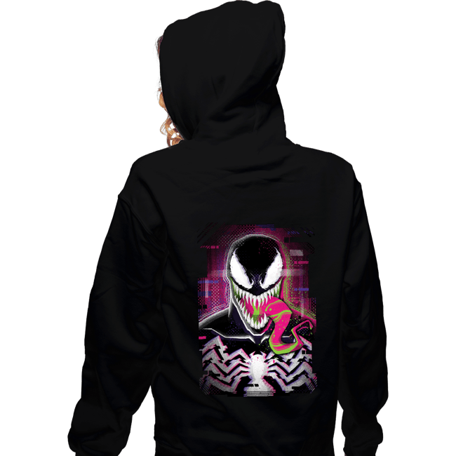 Daily_Deal_Shirts Zippered Hoodies, Unisex / Small / Black Glitch Venom