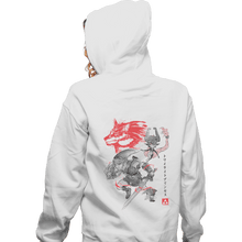 Load image into Gallery viewer, Shirts Zippered Hoodies, Unisex / Small / White Twilight Wolf Sumi-e
