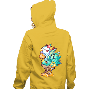 Shirts Zippered Hoodies, Unisex / Small / White Magical Silhouettes - Chocobo
