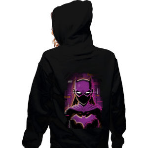 Daily_Deal_Shirts Zippered Hoodies, Unisex / Small / Black Glitch Batgirl