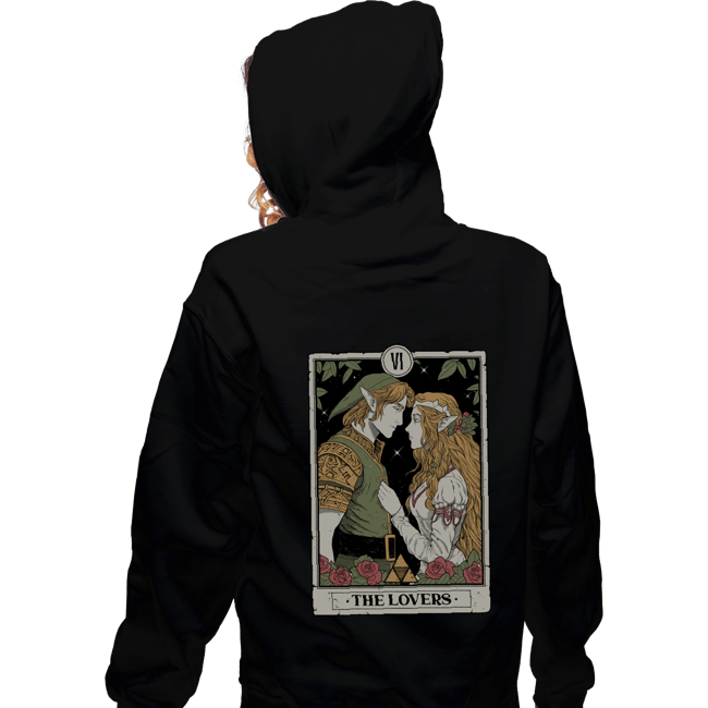 Daily_Deal_Shirts Zippered Hoodies, Unisex / Small / Black The Lovers Vintage Tarot