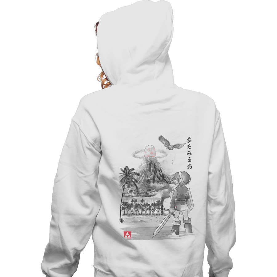 Shirts Zippered Hoodies, Unisex / Small / White Link's Awakening Sumi-e