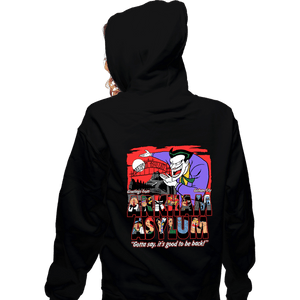 Daily_Deal_Shirts Zippered Hoodies, Unisex / Small / Black Greetings From The Asylum
