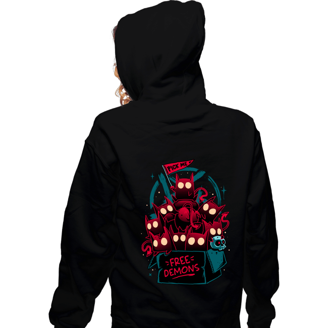 Daily_Deal_Shirts Zippered Hoodies, Unisex / Small / Black Free Demon Box