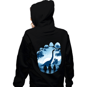 Daily_Deal_Shirts Zippered Hoodies, Unisex / Small / Black Brachiosaurus Footprint