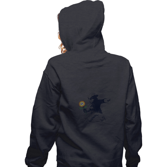 Shirts Zippered Hoodies, Unisex / Small / Dark Heather Banksy Flower