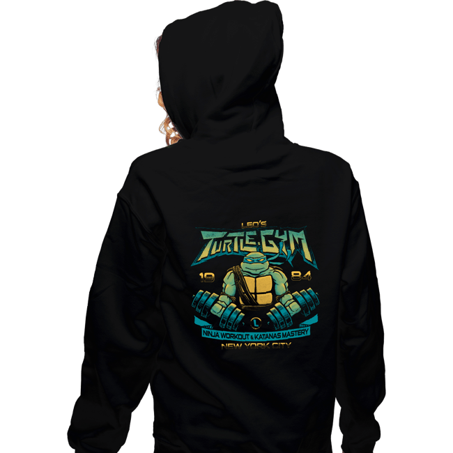Daily_Deal_Shirts Zippered Hoodies, Unisex / Small / Black Leo's Turtle Gym