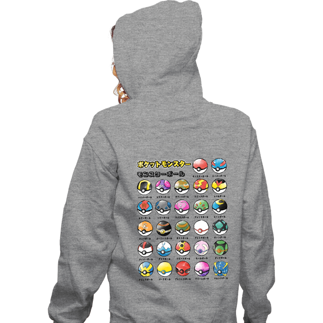 Secret_Shirts Zippered Hoodies, Unisex / Small / Sports Grey Pokeball Types