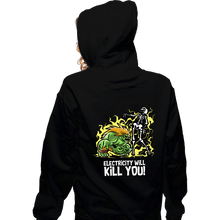Load image into Gallery viewer, Daily_Deal_Shirts Zippered Hoodies, Unisex / Small / Black Electricity Will Kill You
