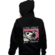 Load image into Gallery viewer, Shirts Zippered Hoodies, Unisex / Small / Black Live Fast! Eat Trash!
