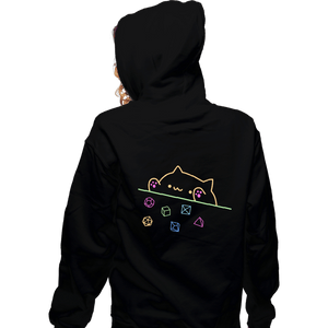Daily_Deal_Shirts Zippered Hoodies, Unisex / Small / Black Neon DND Cat