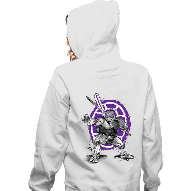Daily_Deal_Shirts Zippered Hoodies, Unisex / Small / White Donatello Sumi-e