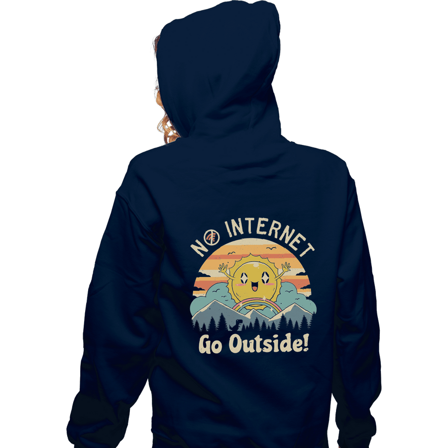 Shirts Zippered Hoodies, Unisex / Small / Navy No Internet! Go Outside!