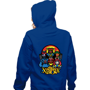 Daily_Deal_Shirts Zippered Hoodies, Unisex / Small / Royal Blue The X-Puppet Show
