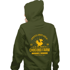 Shirts Zippered Hoodies, Unisex / Small / Military Green Chocobo Farm