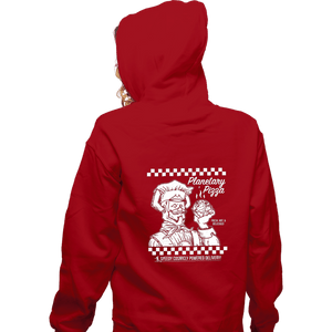 Daily_Deal_Shirts Zippered Hoodies, Unisex / Small / Red Planetary Pizza