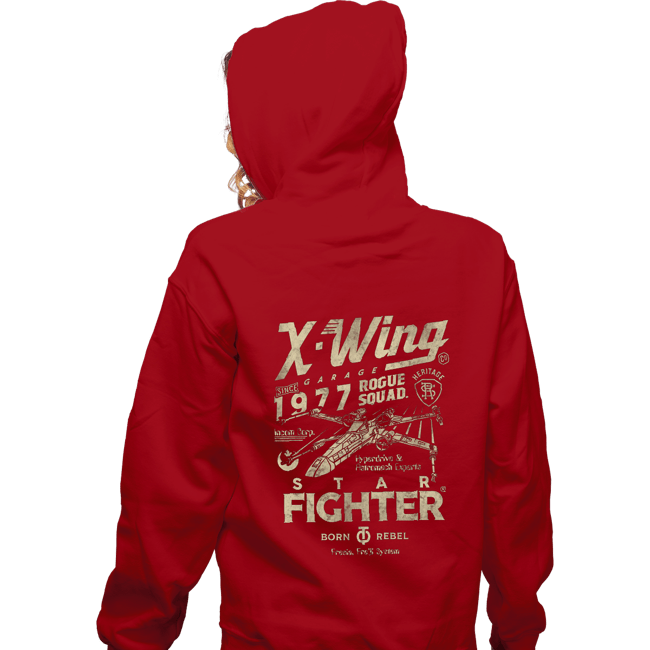 Daily_Deal_Shirts Zippered Hoodies, Unisex / Small / Red X-Wing Garage