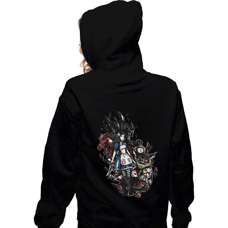 Shirts Zippered Hoodies, Unisex / Small / Black Alice in Mad
