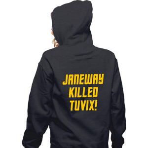 Daily_Deal_Shirts Zippered Hoodies, Unisex / Small / Dark Heather Janeway Killed Tuvix!