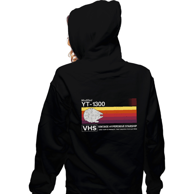 Daily_Deal_Shirts Zippered Hoodies, Unisex / Small / Black Vintage Hyperdrive Starship