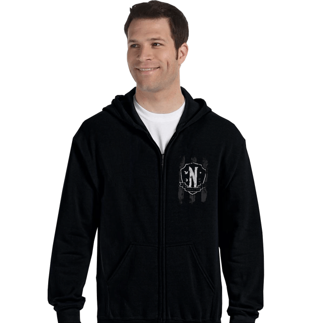 Daily_Deal_Shirts Zippered Hoodies, Unisex / Small / Black Nevermore Pocket Print