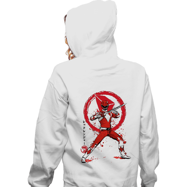 Daily_Deal_Shirts Zippered Hoodies, Unisex / Small / White Red Ranger Sumi-e