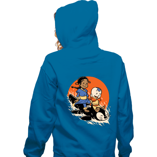Secret_Shirts Zippered Hoodies, Unisex / Small / Royal Blue Penguin Sledding!