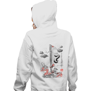Shirts Zippered Hoodies, Unisex / Small / White Sailing With The Wind Sumi-e