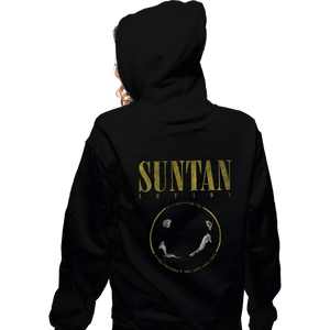Shirts Zippered Hoodies, Unisex / Small / Black Suntan Lotion