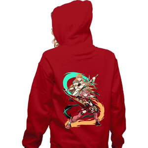 Daily_Deal_Shirts Zippered Hoodies, Unisex / Small / Red Dual Sword Users