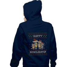 Load image into Gallery viewer, Daily_Deal_Shirts Zippered Hoodies, Unisex / Small / Navy Happy Howlidays
