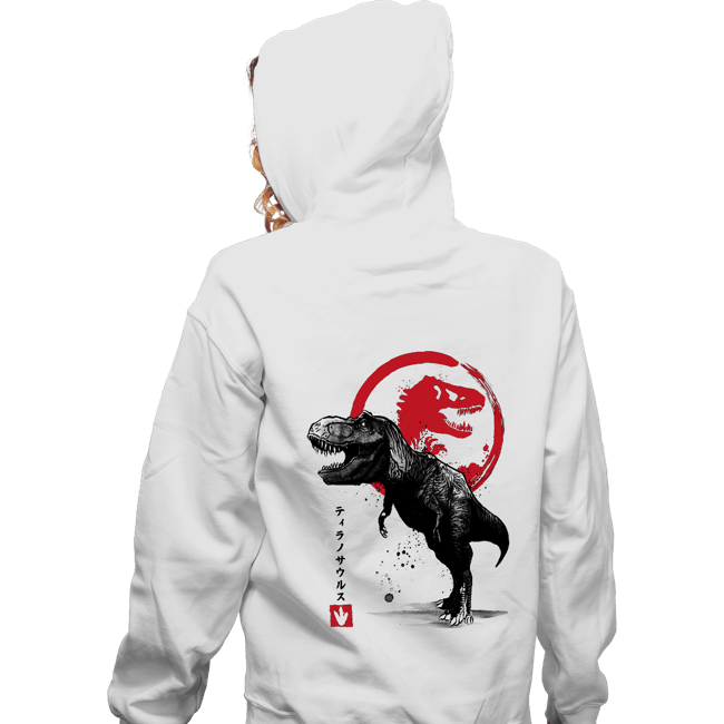 Shirts Zippered Hoodies, Unisex / Small / White Tyrannosaurus sumi-e halftones