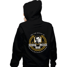 Load image into Gallery viewer, Secret_Shirts Zippered Hoodies, Unisex / Small / Black Gambini Law Offices
