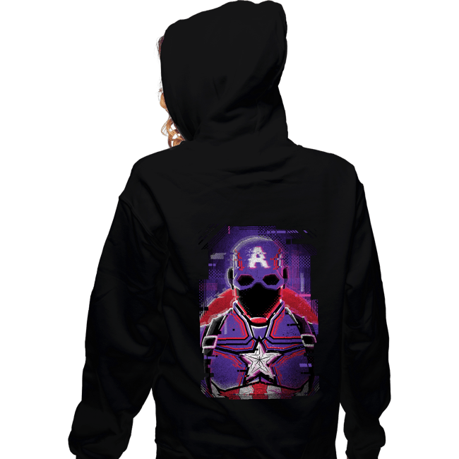Shirts Zippered Hoodies, Unisex / Small / Black Glitch Captain America