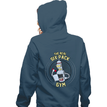 Load image into Gallery viewer, Shirts Zippered Hoodies, Unisex / Small / Indigo Blue The Real Six Pack
