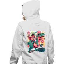 Load image into Gallery viewer, Daily_Deal_Shirts Zippered Hoodies, Unisex / Small / White Mushroom Warrior &amp; Dinosaur
